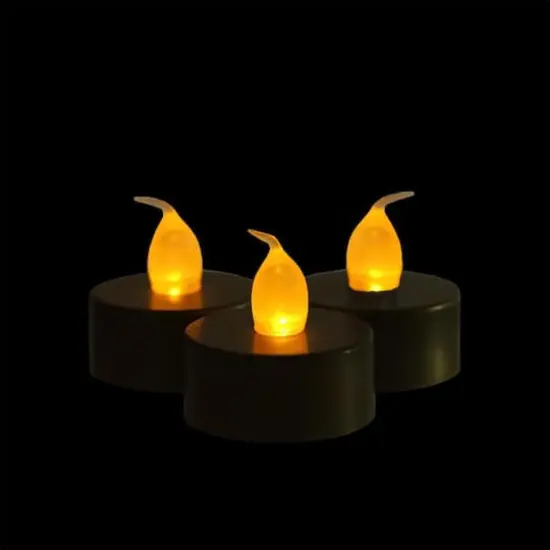 1.5" Gold & Amber LED Flickering Tea Light Candle Set {4}