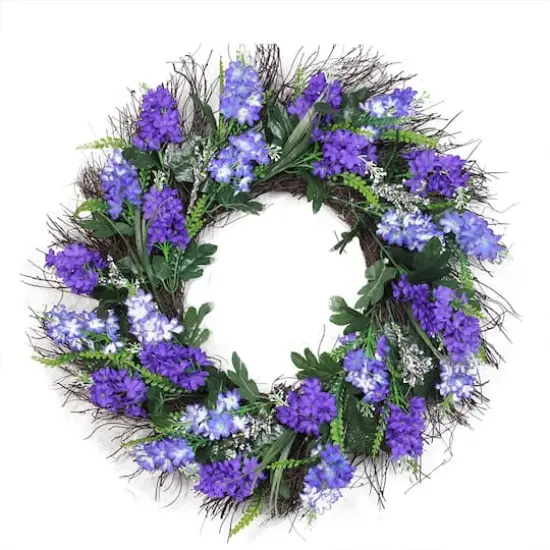 22" Purple Lilac & Heather Spring Floral Wreath {1}