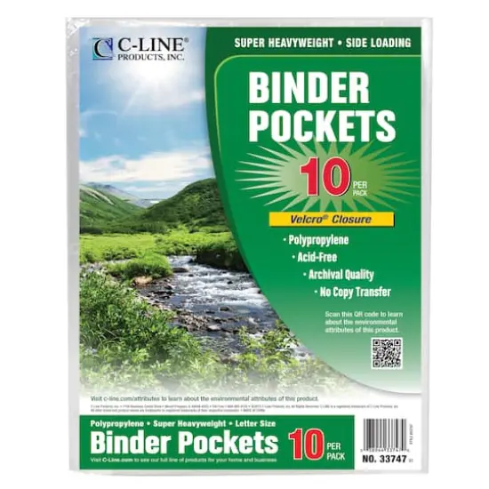 C-Line&reg; Clear Super Heavyweight Poly Binder Pockets, Pack of 10 {3}