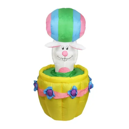 5.5ft Inflatable Animated & Lighted Easter Bunny Basket {1}