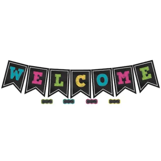 Chalkboard Brights Pennants Welcome Bulletin Board Display {1}