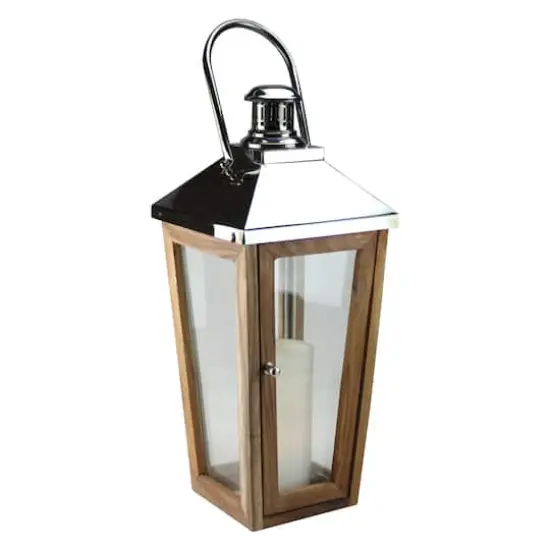 28.5" Beach Day Stainless Steel & Sheesham Wood Lantern {3}