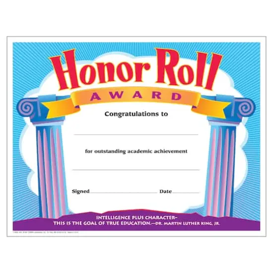 Trend Enterprises&reg; 8.5" x 11" Colorful Classic Honor Roll Award Certificate, 6 Pack Bundle {1}
