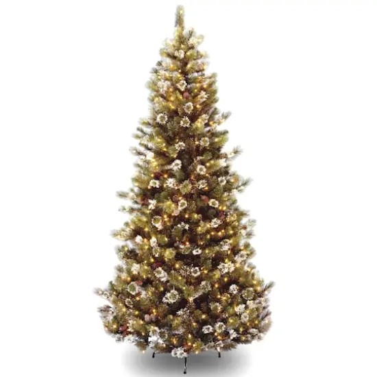 7.5 ft. Pre-Lit Glittery Pine Hinged Slim Artificial Christmas Tree, Clear Lights {1}