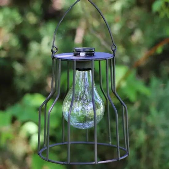 6.25" Black Wire Solar Powered LED Patio Lantern {3}