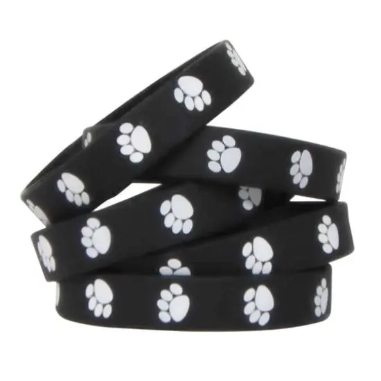 Black with White Paw Prints Wristband Pack {1}