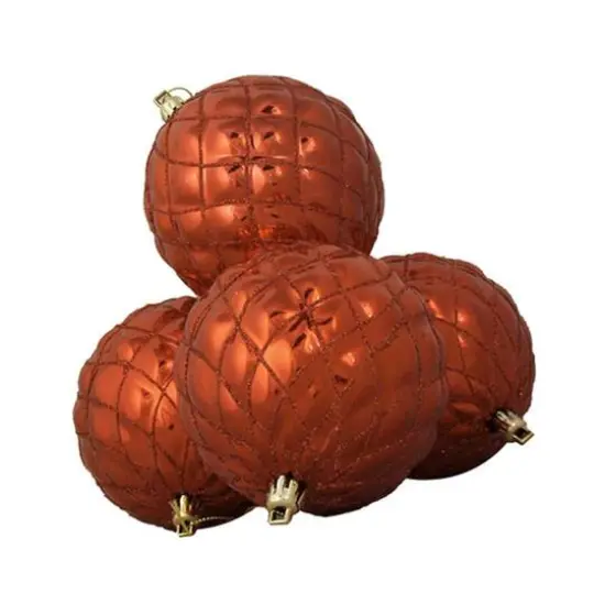 4ct Shiny Orange Diamond Shatterproof Ball Ornaments {1}