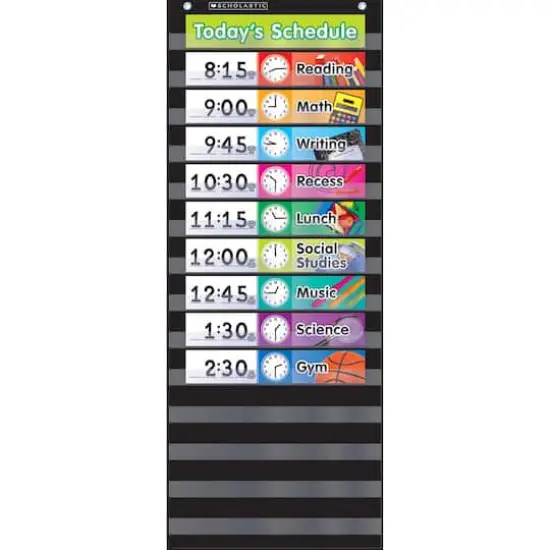 Black Daily Schedule Pocket Chart with Cards {1}