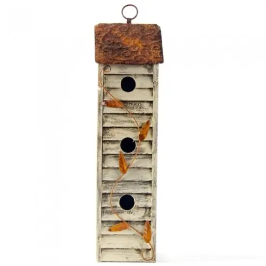 Glitzhome&reg; Tall 3-Tier Distressed Wood Bird House {10}