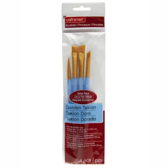Golden Taklon Angular 4 Piece Brush Set by Craft Smart&reg; {4}