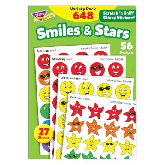 Trend Enterprises&reg; Smiles & Stars Stinky Stickers&reg;, 648 Pack {4}