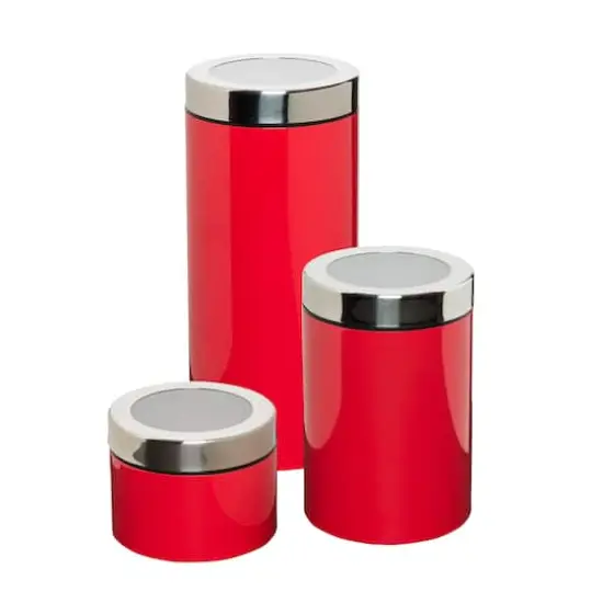 Honey Can Do Red Retro Canisters, 3 Pack {1}