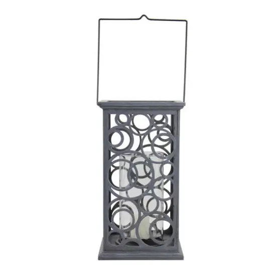 13" Gray Circle Design Pillar Candle Holder {1}