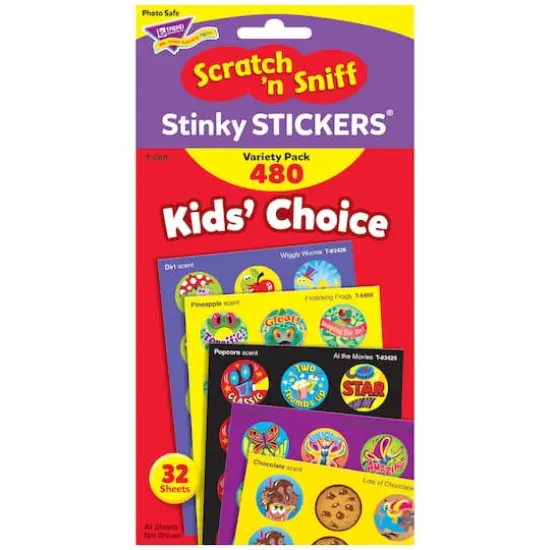 Trend Enterprises&reg; 1&rdquo; Round Kids' Choice Stinky Stickers&reg;, 480 Pack {3}