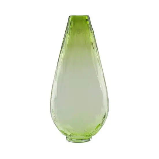14" Teardrop Shaped Textured Glass Vase, Chartreuse Green Ombre {1}