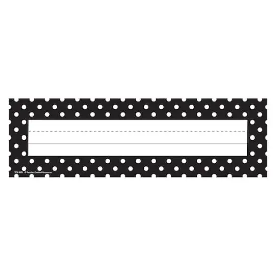 Black Polka Dots Flat Name Plates {1}