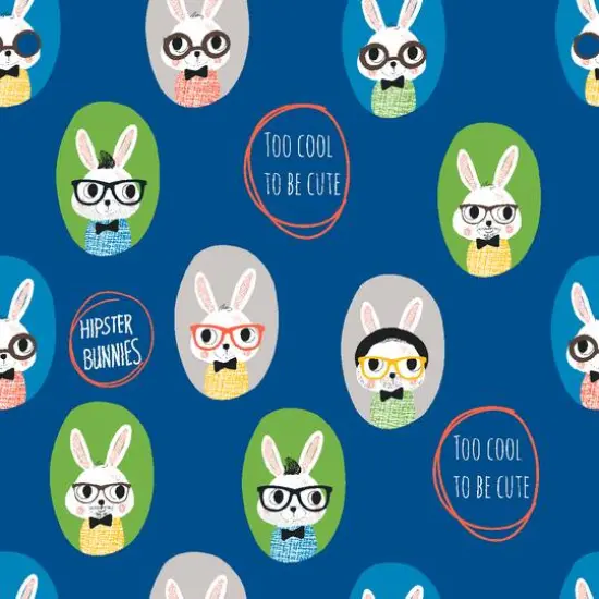 Springs Creative Cute Bunnies Blue Flannel Fabric {1}