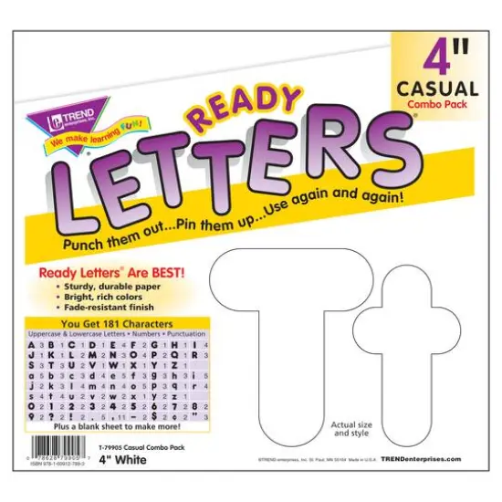 Trend Enterprises&reg; 4" Casual Combination Ready Letters&reg;, 6 Packs Snow White {1}