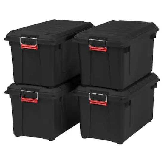 Iris&reg; WeatherPro&trade; Store-It-All 82qt. Tote, 4ct. Black/Red {1}