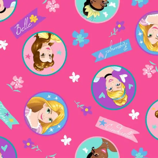Disney&reg; Pink Princess Badge Quilting Cotton Fabric {1}