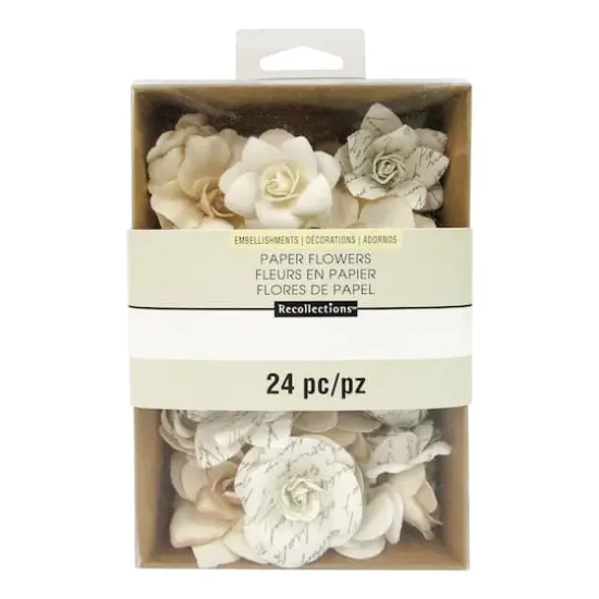 White Mulberry Printed Paper Flower Embellishments by Recollections&trade; {1}