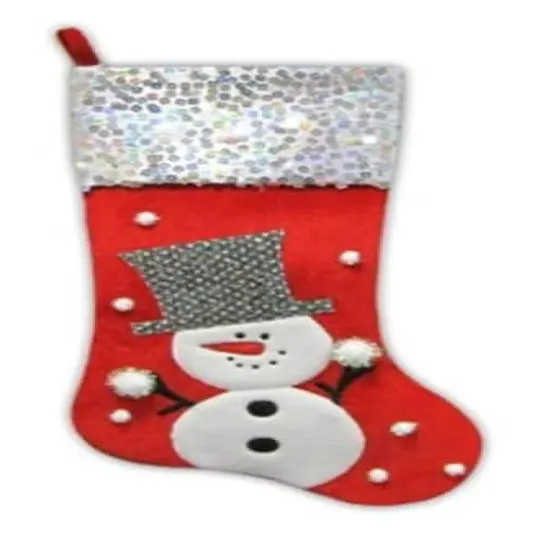 20.5" Red Snowman Christmas Stocking with Sequined Cuff {1}