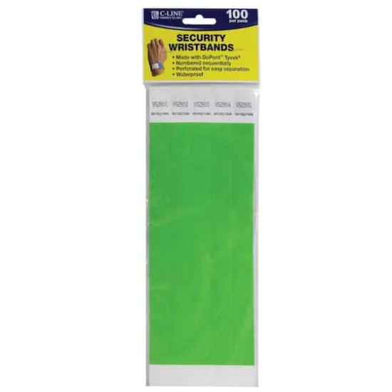 C-Line® DuPont™ Tyvek® Security Wristbands, Pack of 100 Green {1}