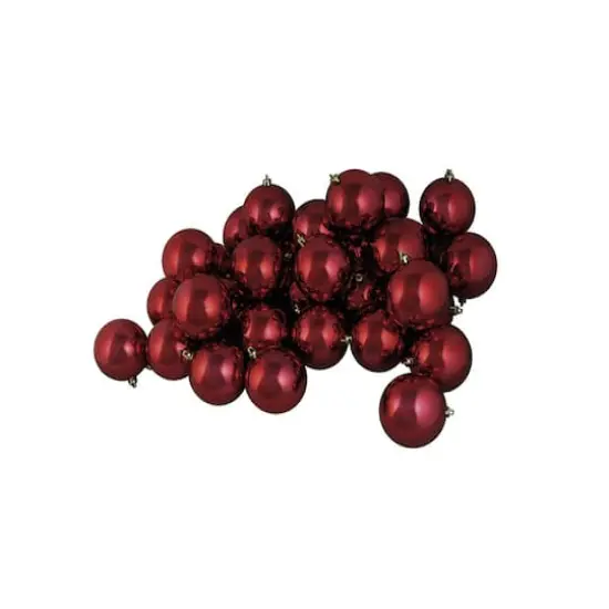 60ct Shiny Burgundy Red Shatterproof Ball Ornaments {1}