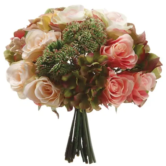 Pink & Green Hydrangea, Rose & Sedum Bouquet {1}