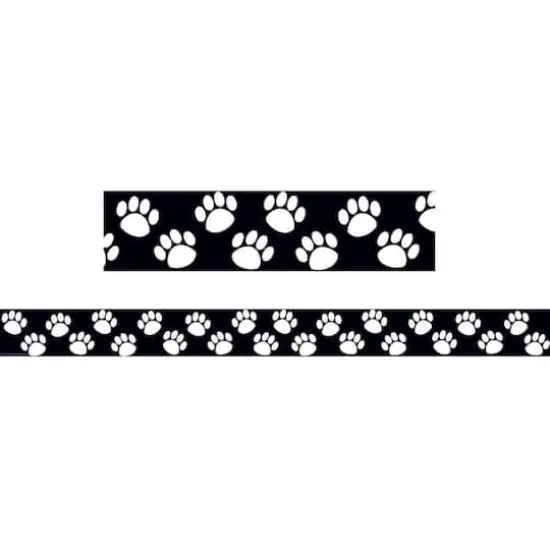 Teacher Created Resources Paw Print Straight Borders, 210ft. Black/White {1}
