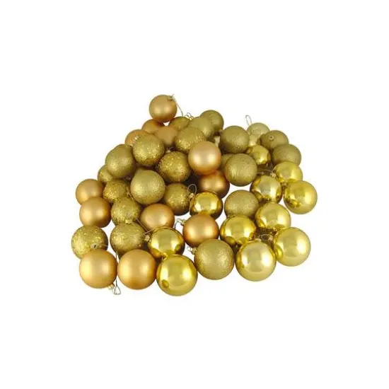 60ct Vegas Gold Shatterproof 4-Finish Ball Ornaments {1}