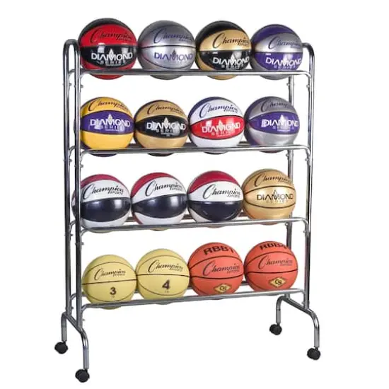 Champion Sports Silver 4 Tier Ball Cart {1}