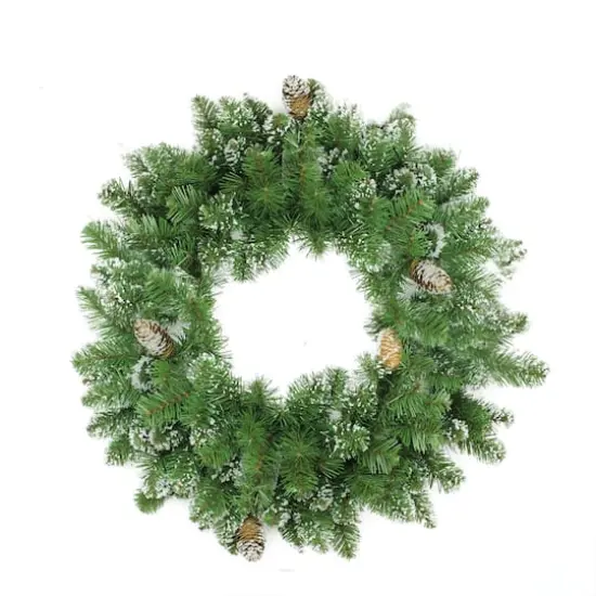 24" Frosted Mixed Pine with Pinecones Artificial Wreath {1}