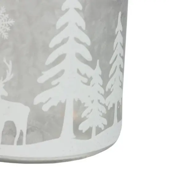 10" Clear Winter Scene Christmas Pillar Candle Lantern {4}