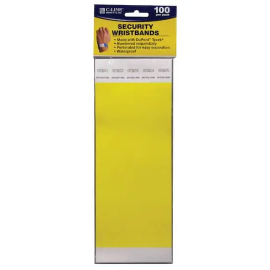 C-Line® DuPont™ Tyvek® Security Wristbands, Pack of 100 Yellow {1}