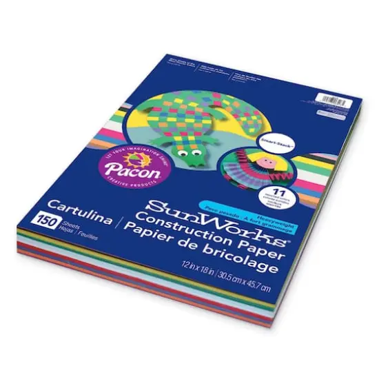 SunWorks&reg; Smart-Stack&trade; 12" x 18" Assorted Construction Paper, 150 Count {1}