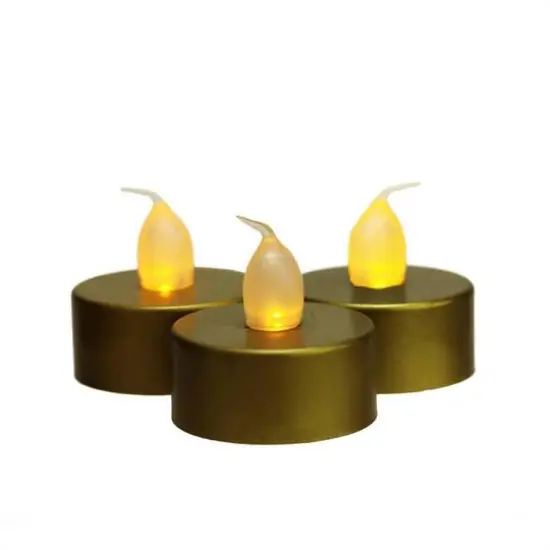 1.5" Gold & Amber LED Flickering Tea Light Candle Set {1}