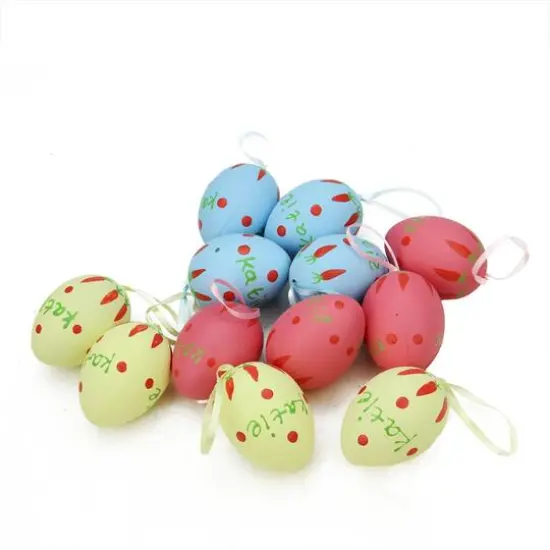 Set of 12 Multicolor Pastel Spring Easter Egg Ornaments {1}