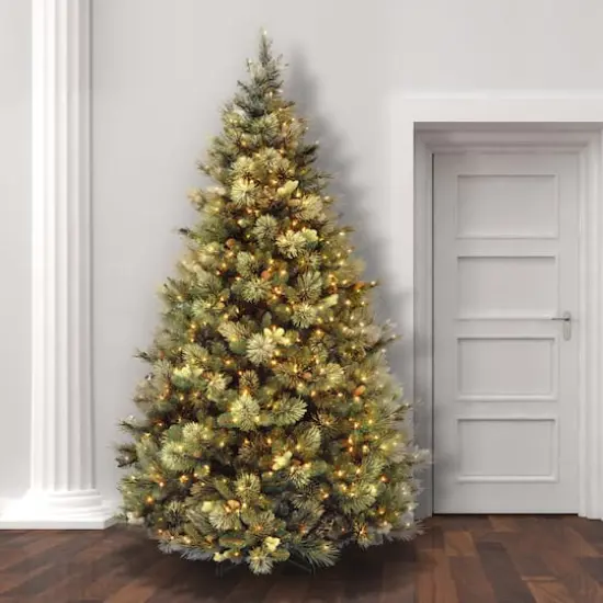 7.5 ft. Pre-lit Hinged Carolina Pine Full Artificial Christmas Tree, Clear Lights {5}