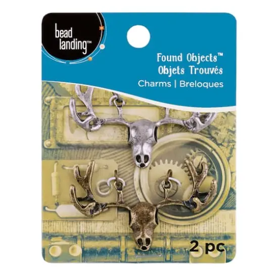 Found Objects&trade; Oxidized Brass & Silver Elk Charms By Bead Landing&trade; {4}