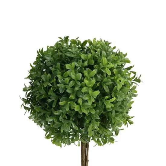 17" Green Artificial Boxwood Topiary in Distressed Paper Mache Pot {3}