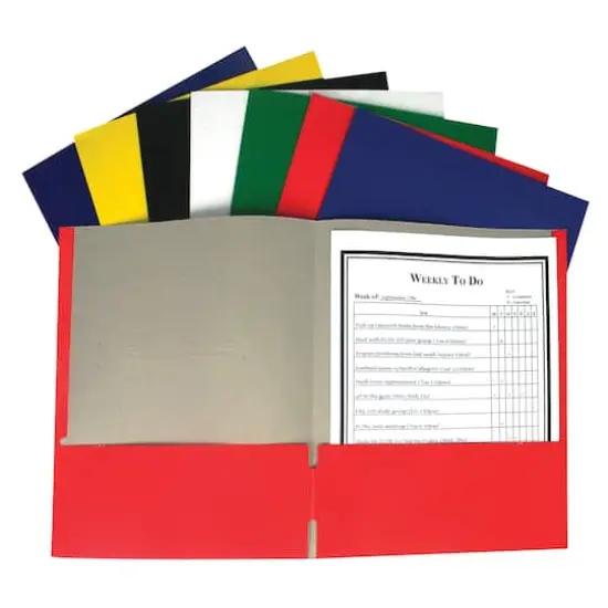 Assorted Colors Two-Pocket Paper Portfolio Folder Without Prongs, Set of 60 {1}
