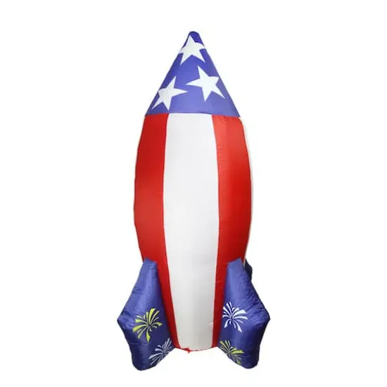 96" Red White & Blue Rocket Lighted Yard Inflatable {1}