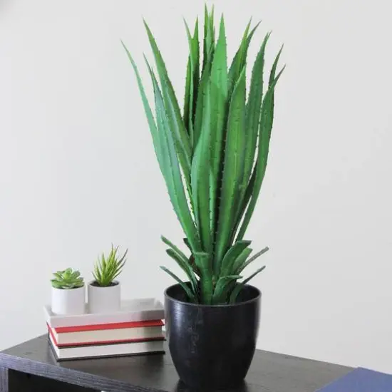 27" Tropical Spiky Leaved Artificial Potted Plant {3}