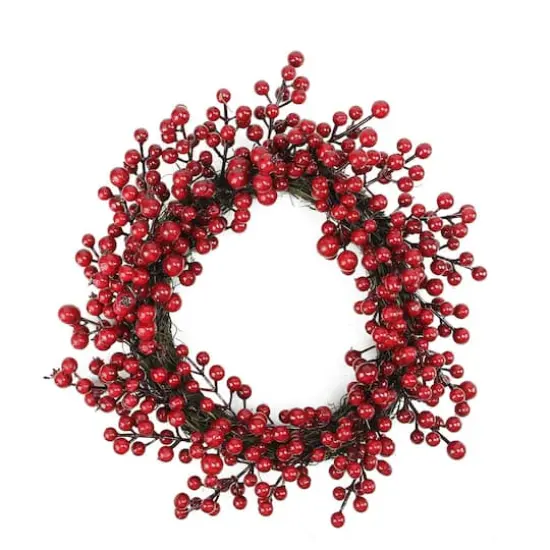 16" Artificial Red Berries Wreath, Unlit {1}