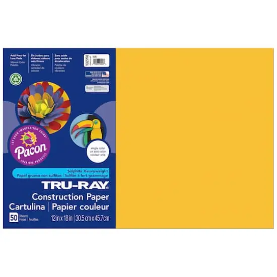 Tru-Ray&reg; Construction Paper, 12" x 18", 5ct. Gold {1}