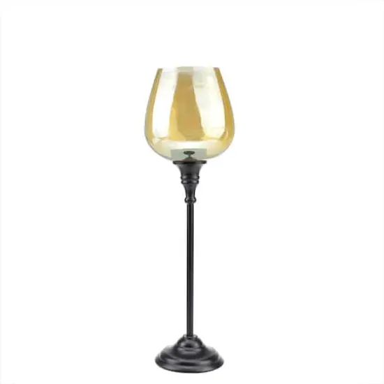 16.25" Large Golden Luster Brown Stemmed Votive Candle Holder {1}