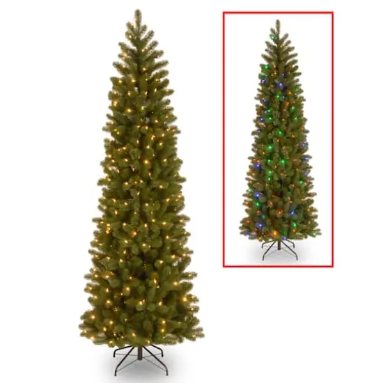 7.5 ft. Pre-lit Feel Real&reg; Hinged Downswept Douglas Fir Slim Artificial Christmas Tree, Dual LED Lights {1}