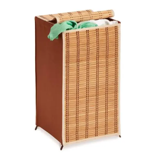 Honey Can Do Tall Bamboo Wicker Hamper with Lid {3}