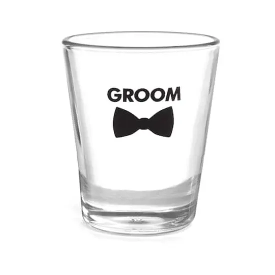 Hortense B. Hewitt Co. Groom Bow Tie Wedding Party Shot Glass {1}